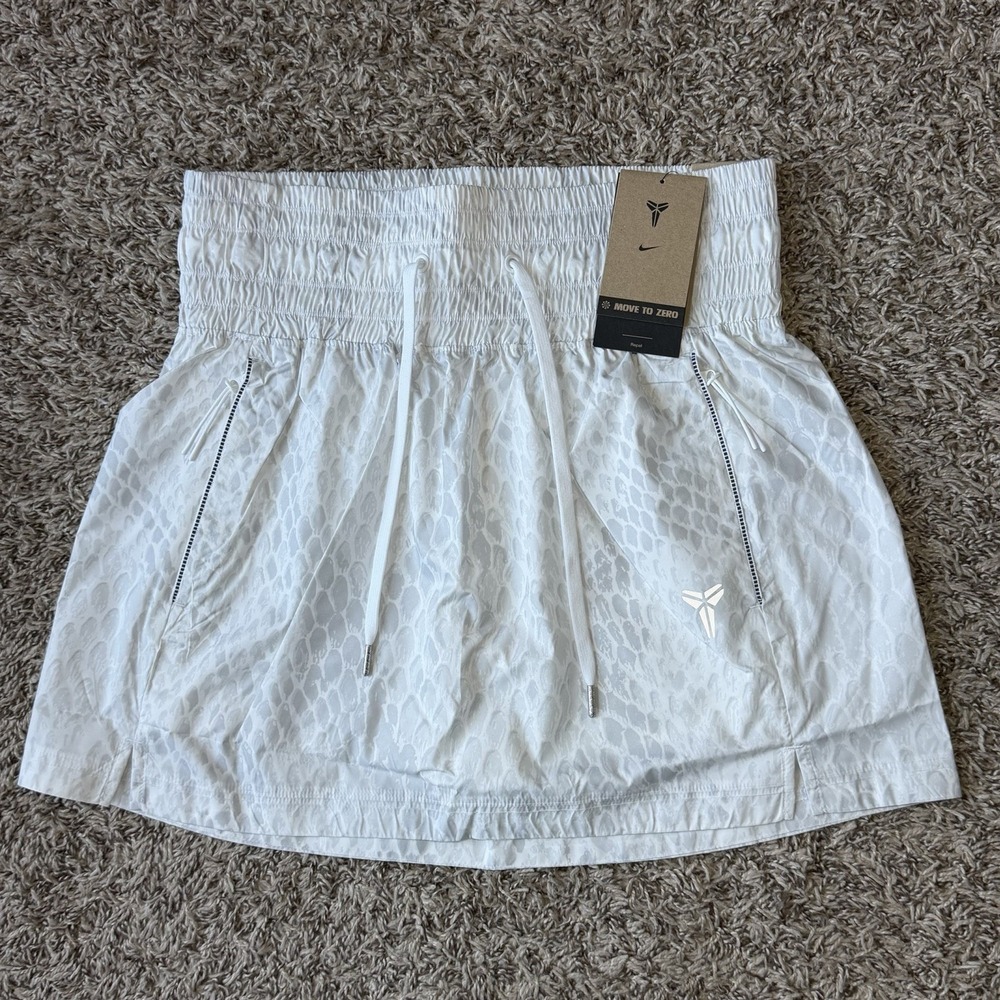 Nike Kobe Woven Snake Print Skirt Women's Size Medium White Silver IB2720-100